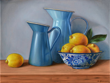 Blue Jug with Bowl of Lemons