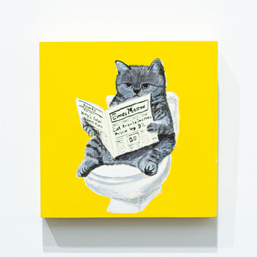 Cat Reading a Newspaper