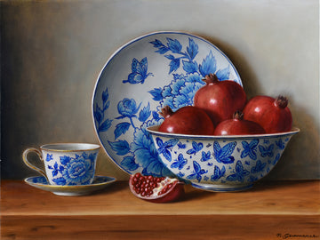 Peony Teacup and Bowl of Pomegranates