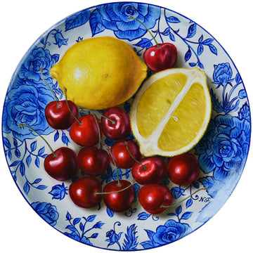 Plate of Lemons and Cherries